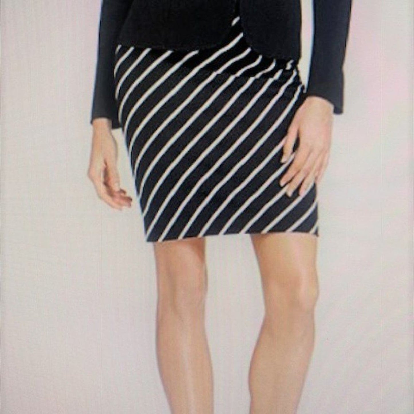 Grace Elements black striped pencil skirt 12