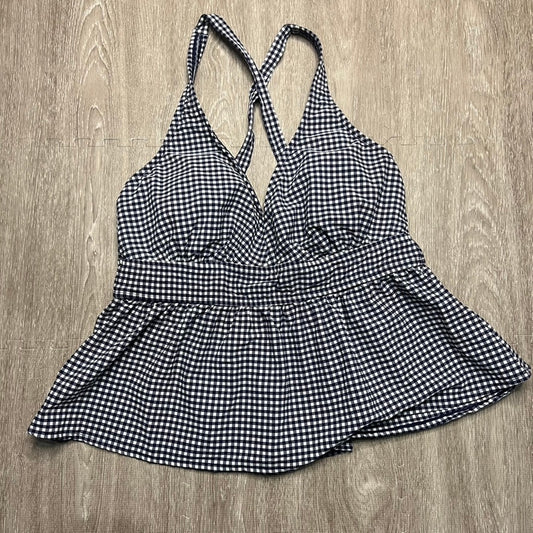 NWT Draper James RSVP Women's Blue Gingham Peplum Halter Tankini Top Size 1X