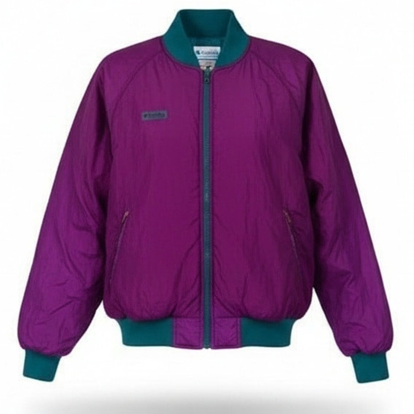 Columbia Reversible Bomber Jacket Purple Teal Full Zip Size Medium Unisex