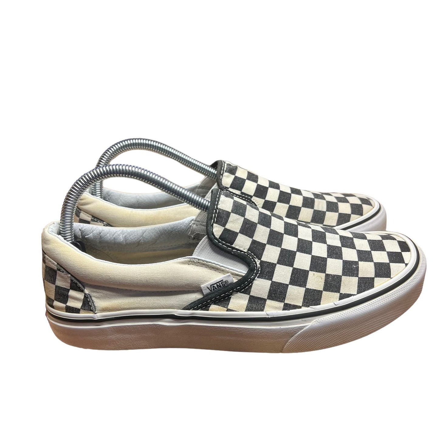 Vans Classic Checkerboard Slip-on Unisex Black/White Canvas Sneakers M8.0/W9.5