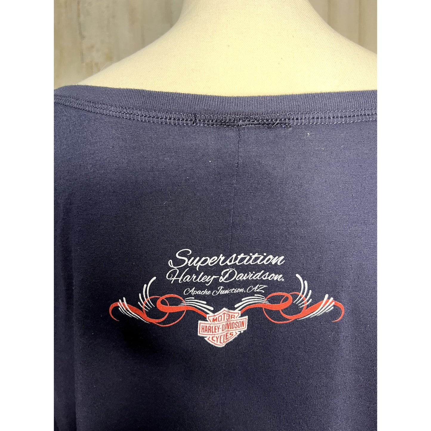 Harley-Davidson Women's Long Sleeve Graphic T-Shirt Blue Size Large Casual