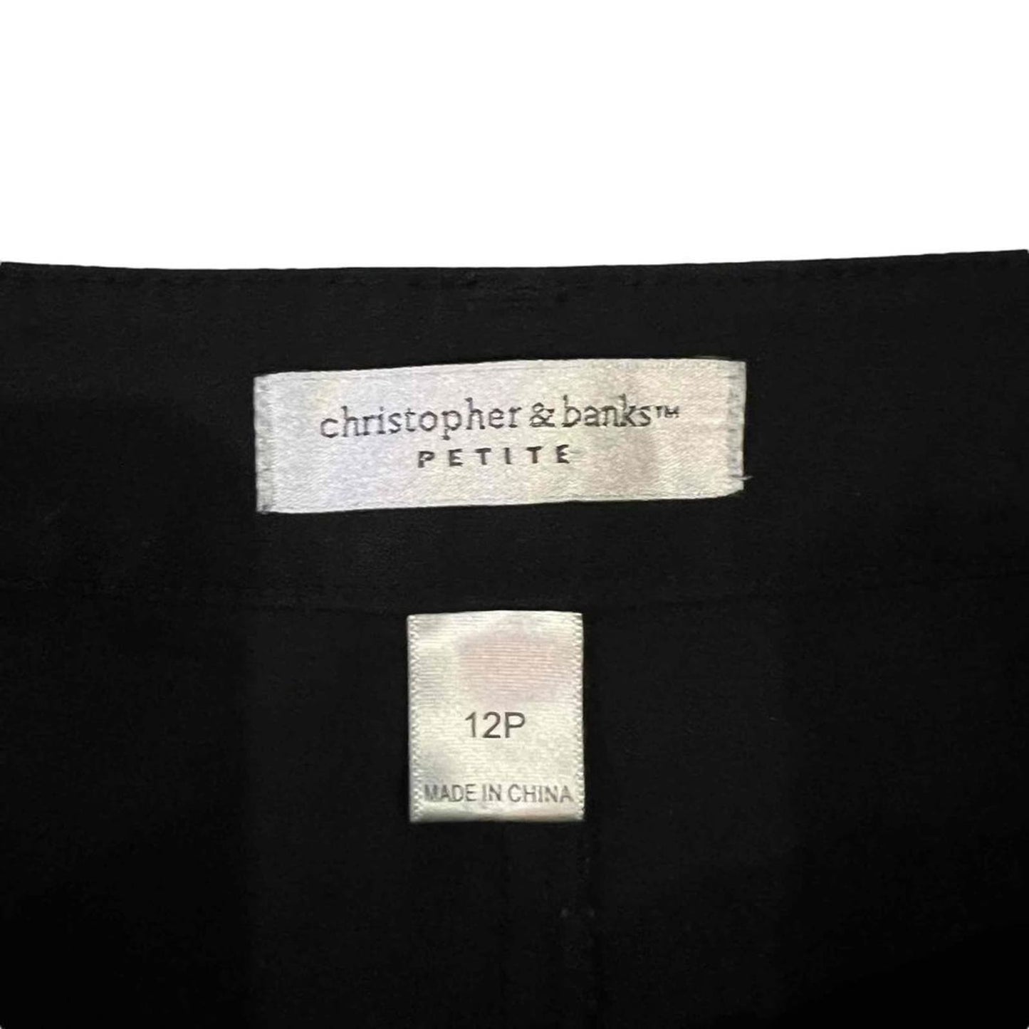 Christopher & Banks Women’s Black Wide-Leg Flat-Front Pants Size Petite 12