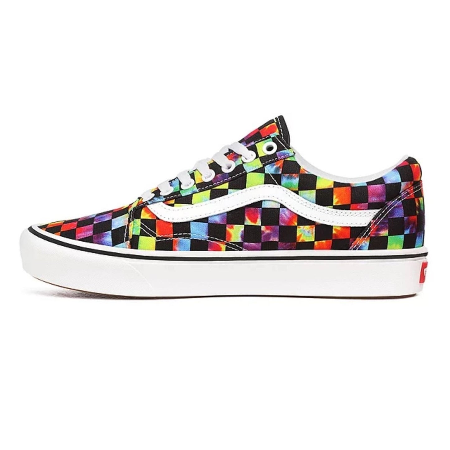 Vans Comfycush Old Skool 'Tie‑Dye Checker' Checkerboard Sneakers Men's Size 10