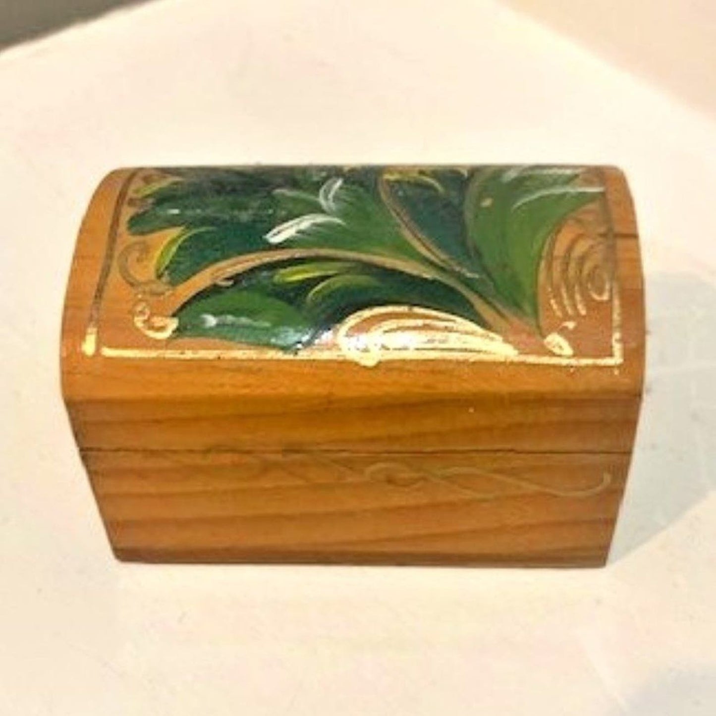 Hand painted wooden trinket box