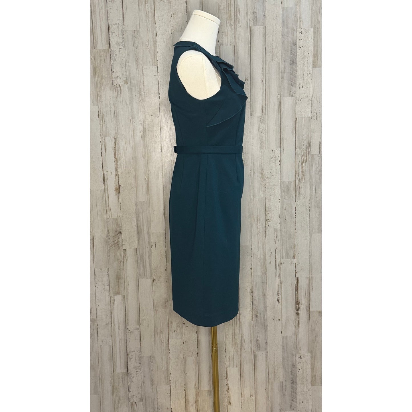 Elie Tahari Women's Sleeveless Sheath Dress Blue Belted Knee Length Size 2