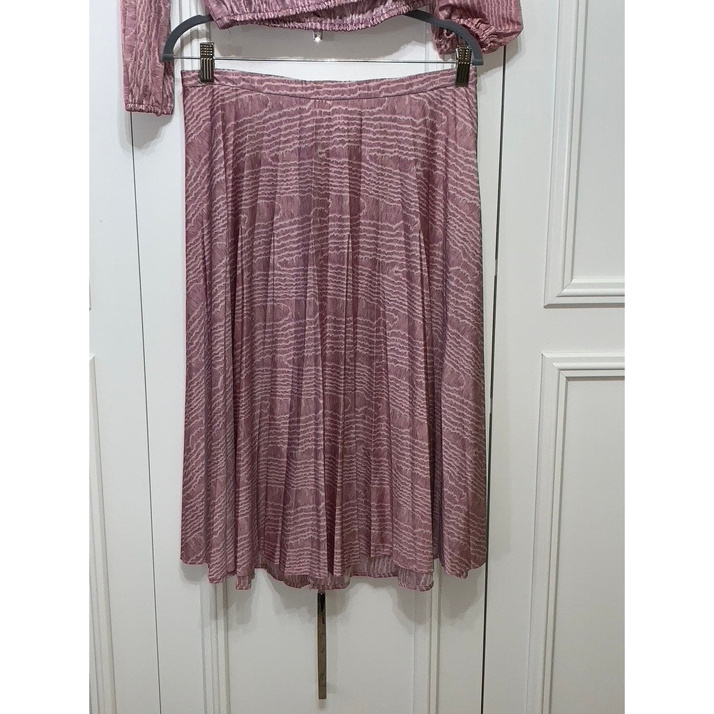 Vintage Carillon Pink Two-Piece Set Women's Size 10 V-Neck Top & Skirt Casual