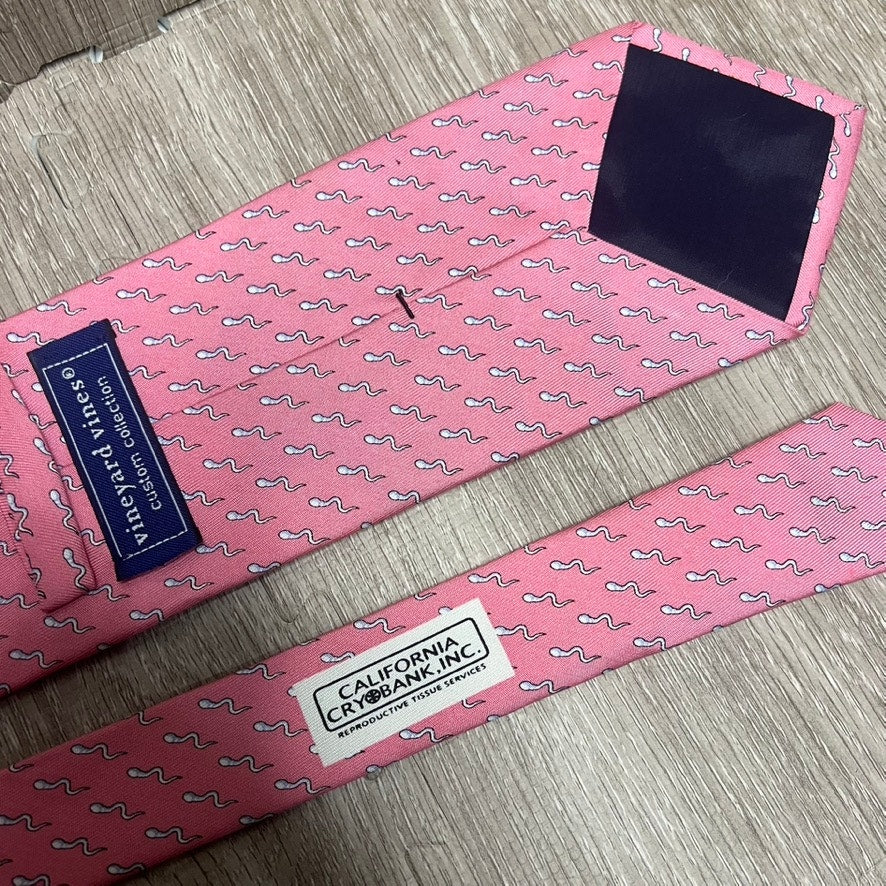 Vineyard Vines Pink Silk Fertility Cryo-Bank Novelty Pattern Tie