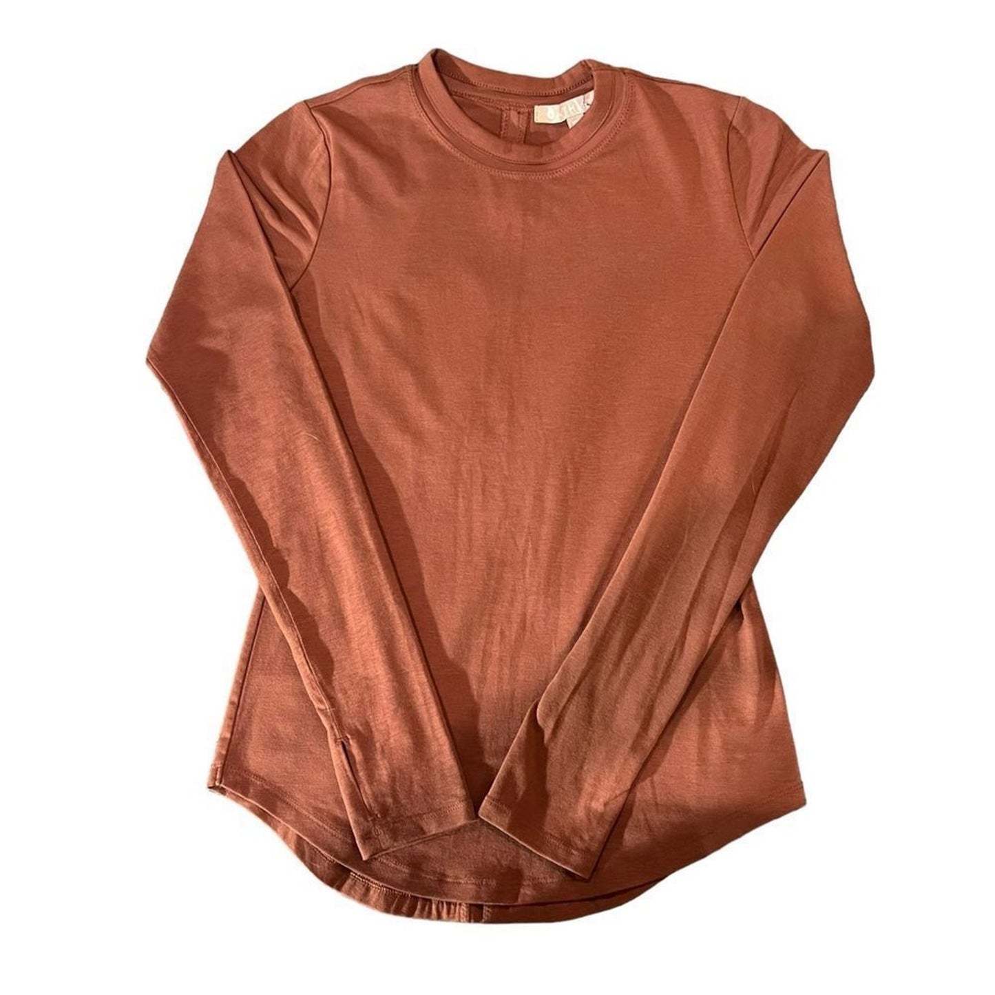 Athleta Top Womens 2XS Rust Brown Long Sleeve Crew Neck Performance Knit