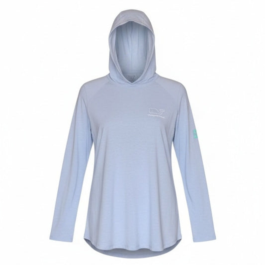 Vineyard Vines Womens Performance Hooded Long Sleeve T-Shirt Blue XS