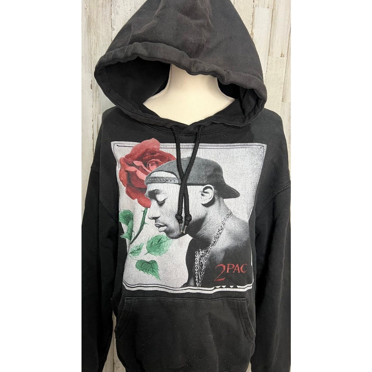 2PAC Tupac 'A Rose Grew From Concrete' Hoodie Black Men's Medium Pullover Hoodie