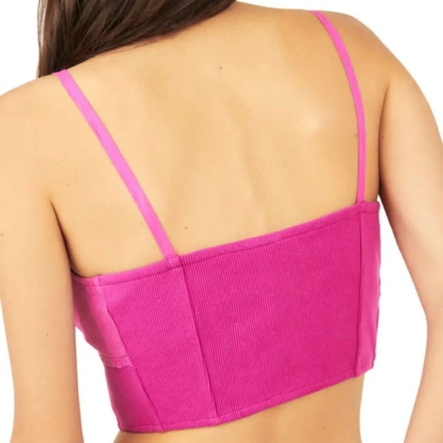 NWT Free People Have My Heart Tank Top Womens XL Pink Lace Corset Crop Cami