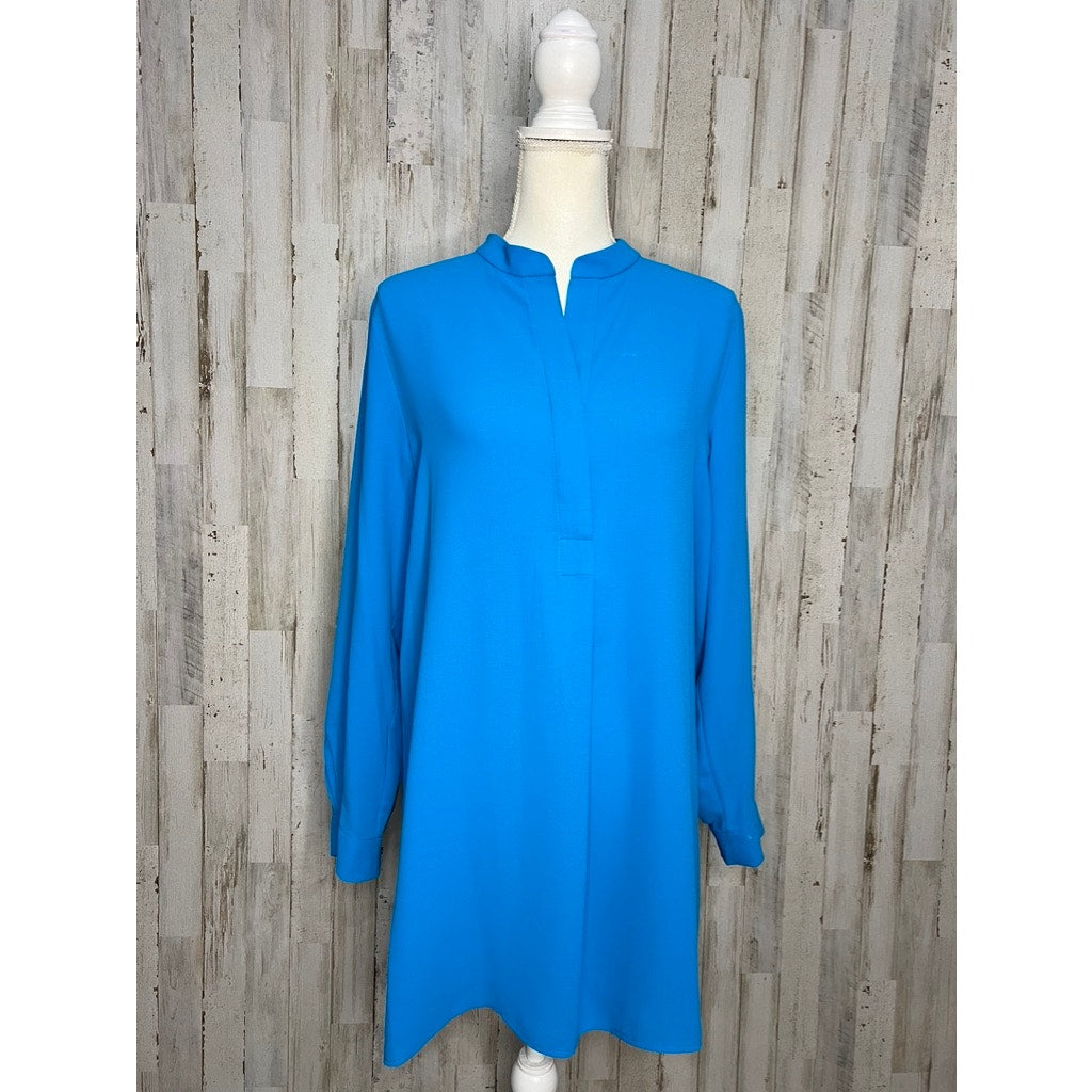 NWT Anne Klein Women's Tunic Blouse Medium Blue Long Sleeve Casual
