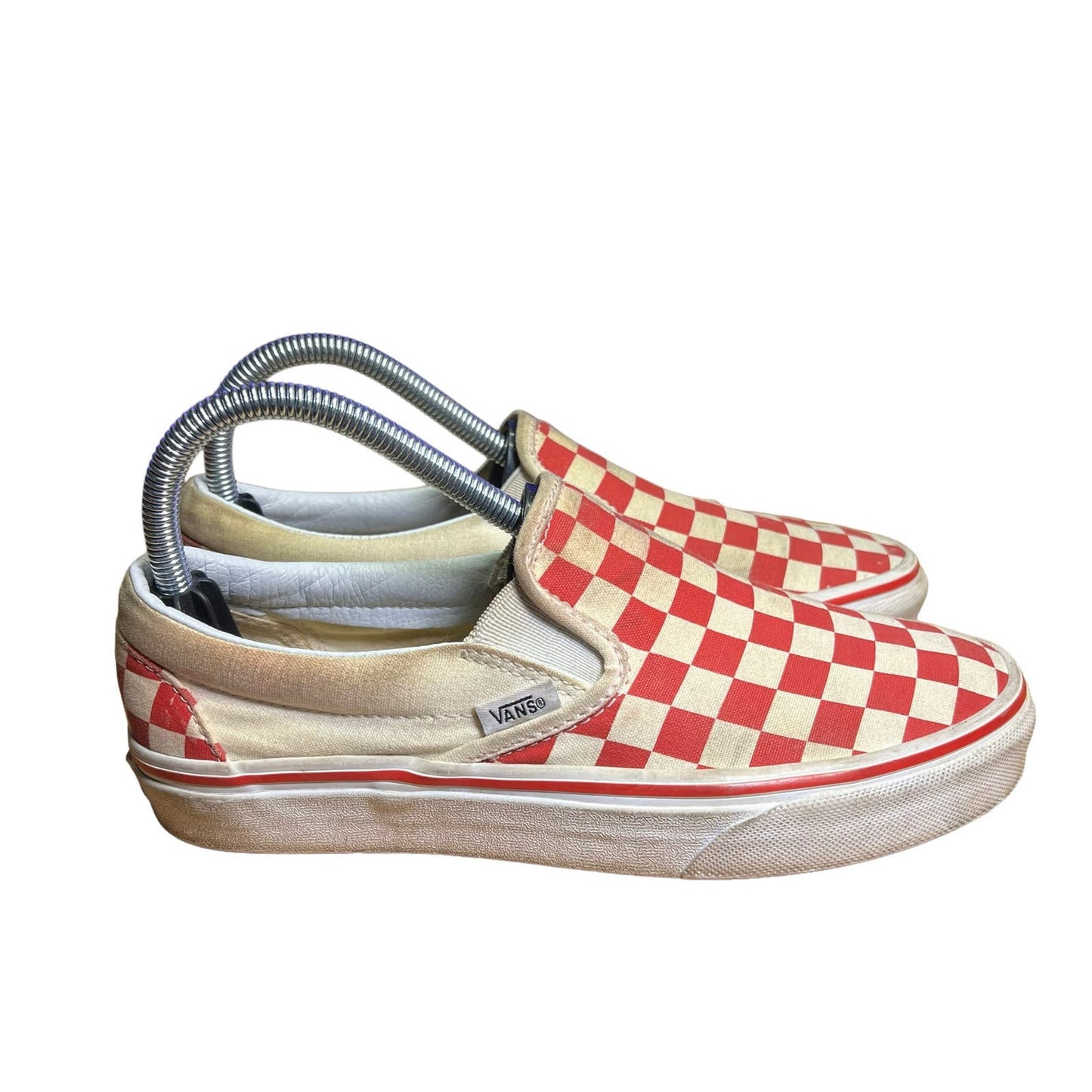 Vans Classic Red Checkerboard Slip-On Unisex Sneakers Men's 5.5 / Women's 7.0