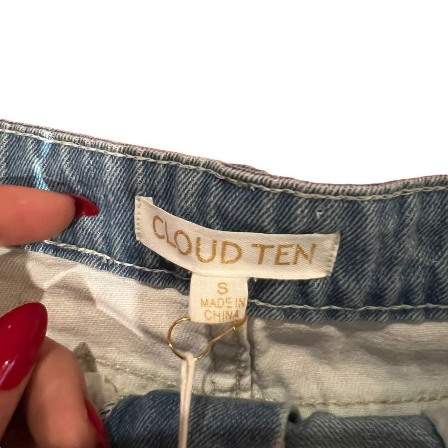 NWT Cloud Ten Skirt Womens Size Small Blue Two-Tone Denim Mini High Rise Raw Hem
