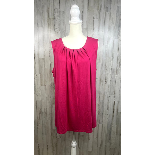 Talbots Women's 2X Bright Pink Pleated Sleeveless Blouse Summer Casual