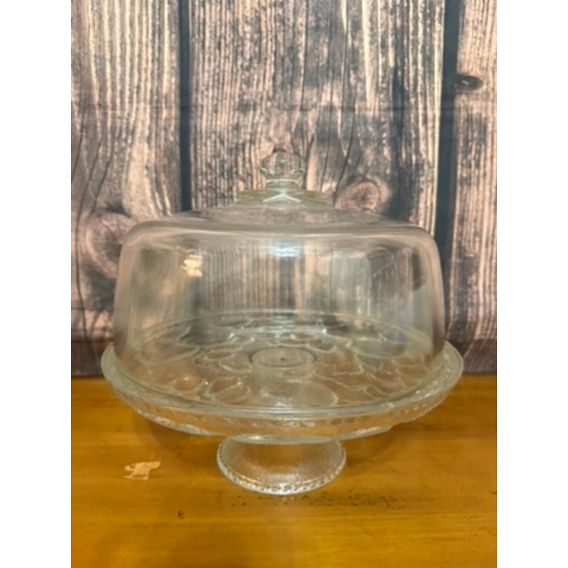 Fruit Embossed Cakeplate & Dome Set Clear Elegant Design 12"