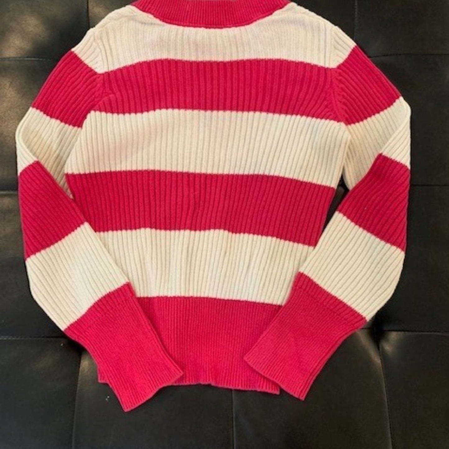 Faded Glory pink wide stripe v-neck sweater L