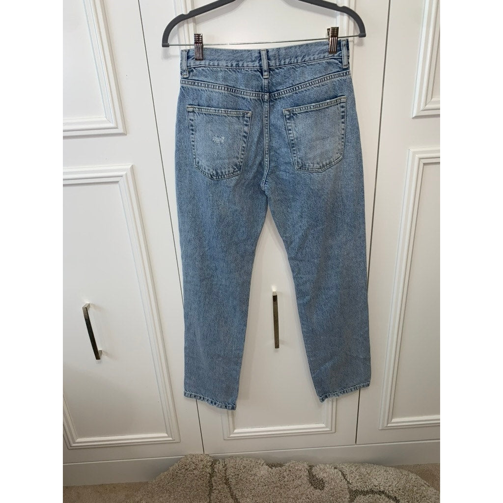 We The Free Women's Distressed Straight Leg Jeans Size 25 Blue Denim