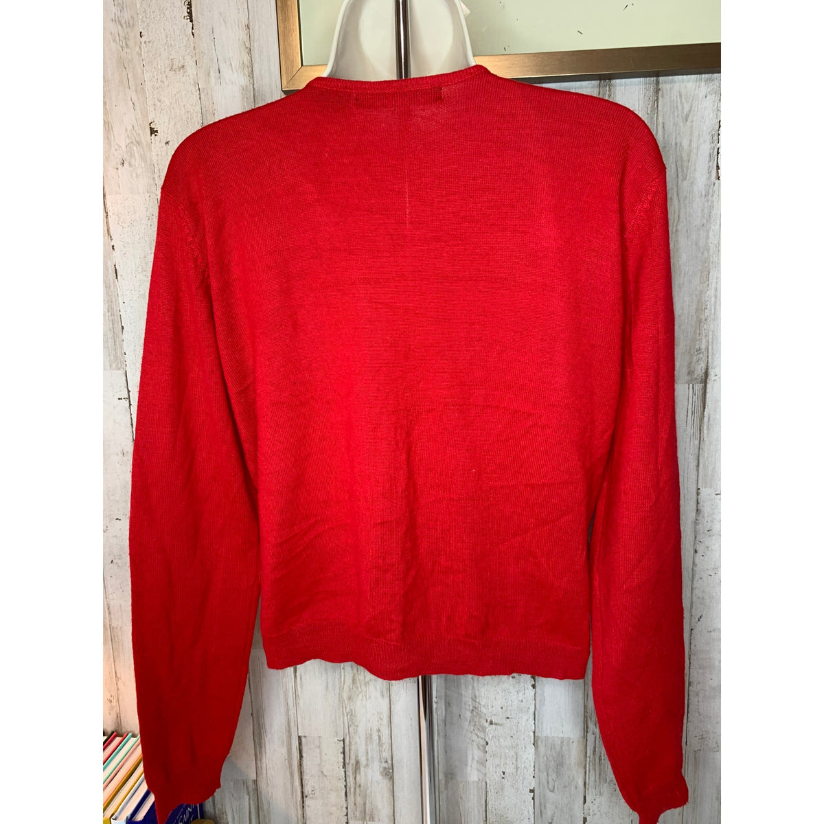 Eagle’s Eye Cardigan Sweater Womens Medium Red Pearl Button Front Pockets