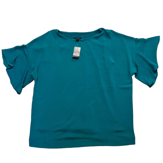 NWT J.Jill Women's Small Teal Blue Short Sleeve Wearever Collection Blouse