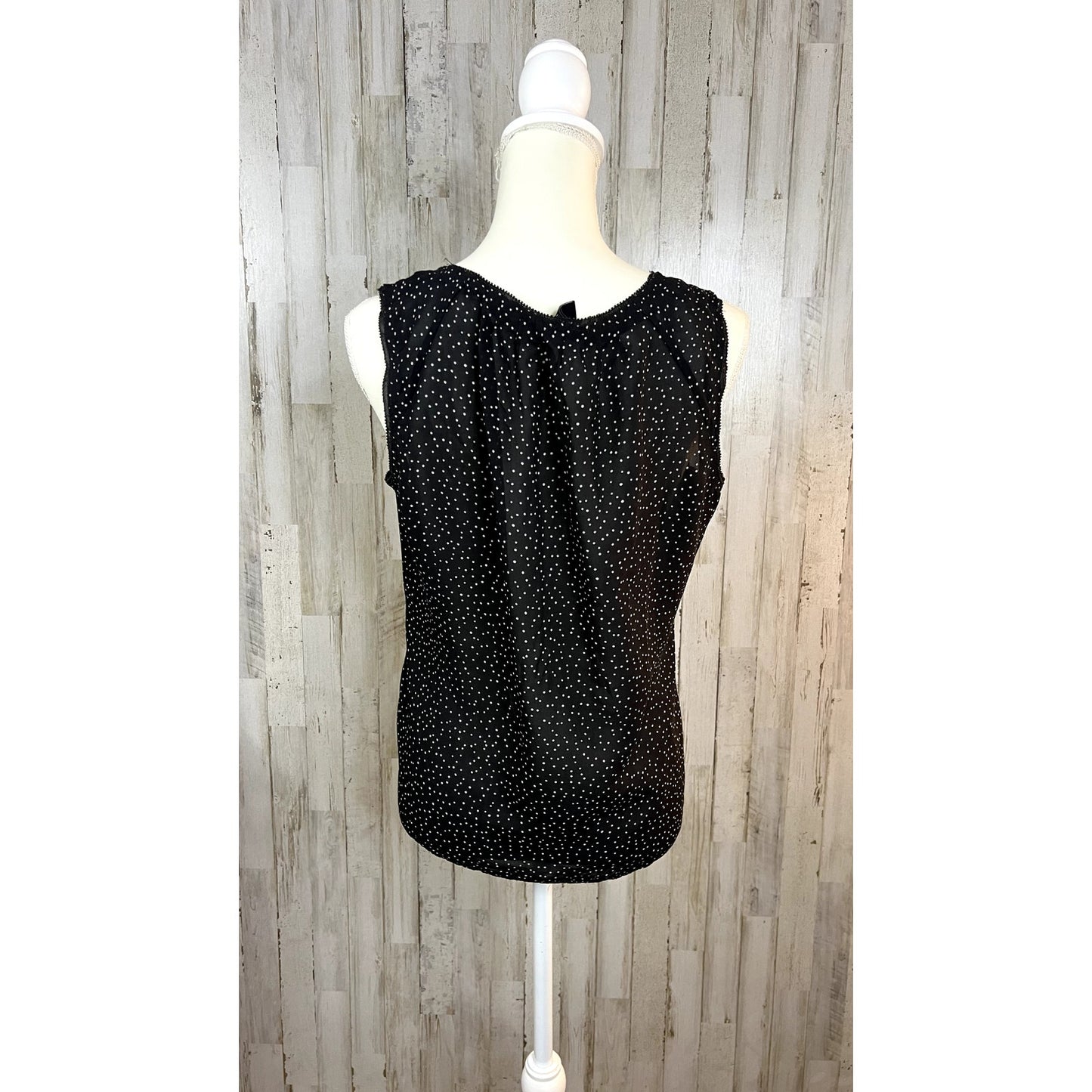 White House Black Market Women's Size 10 Black Polka Dot Sleeveless Blouse