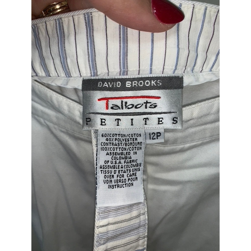 Talbots Petites Women's Size 12 White Straight Leg Cropped Dress Pants