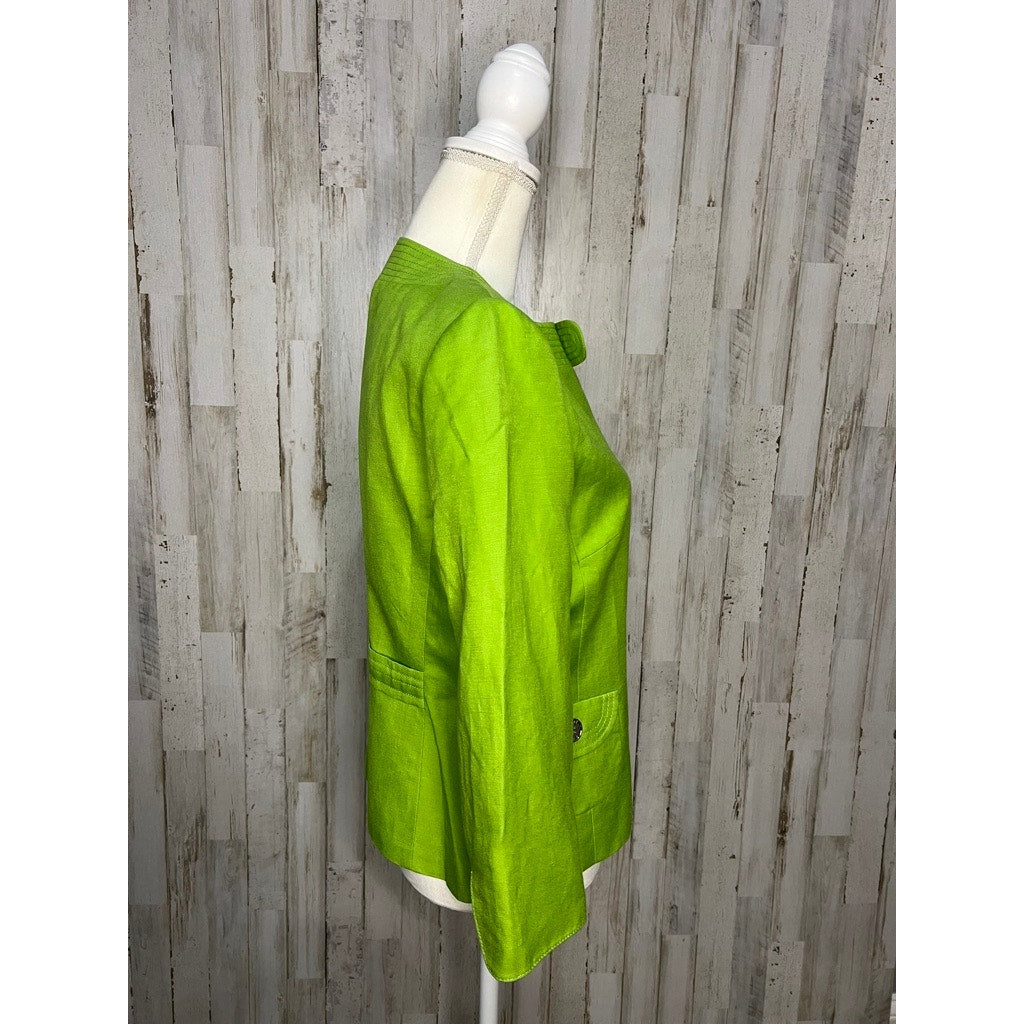 Alex Marie Women's Lime Green Jacket Silver Buttons Size 6 Casual