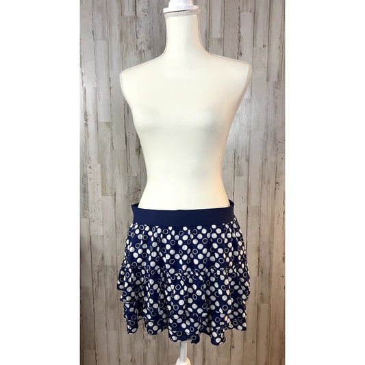 Vintage Y2k Aeropostale Women's Navy Blue Polka Dot Ruffle Skirt Size Large