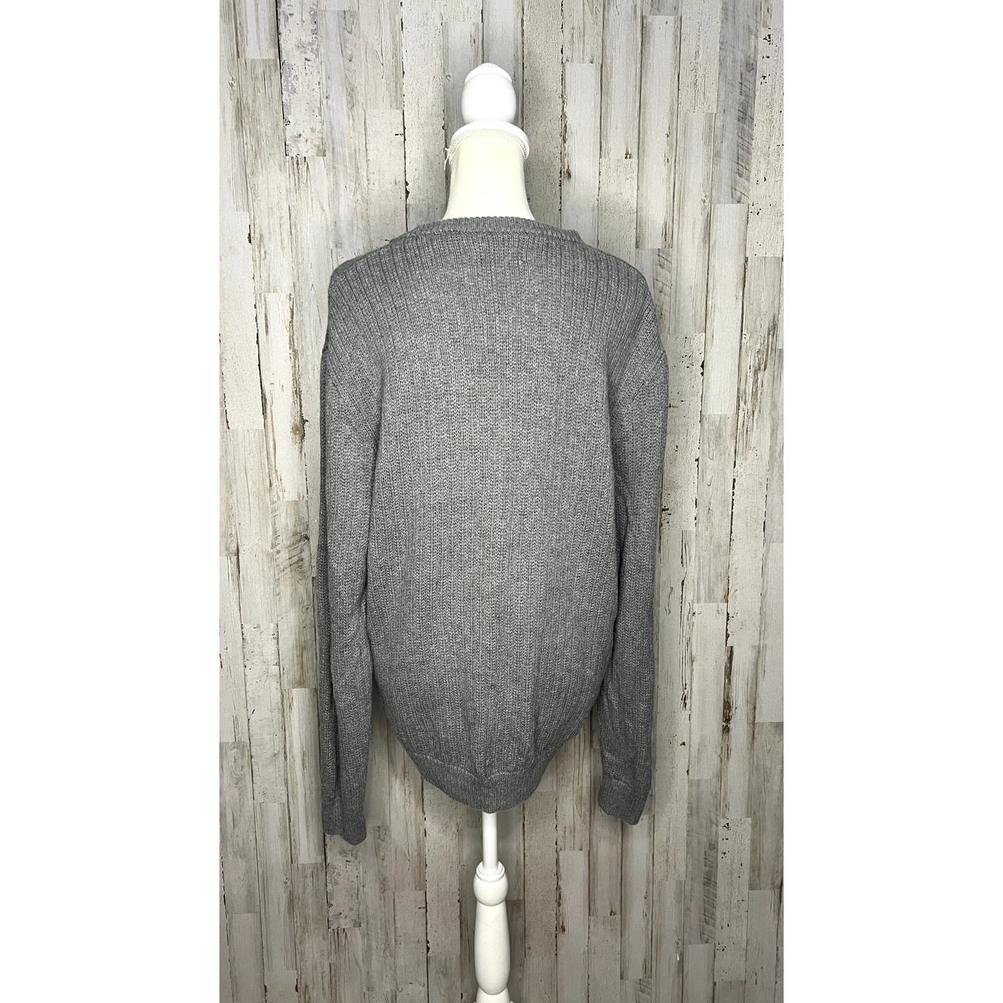 Chaps Women's Heather Gray Knit Pullover Sweater Size Large Long Sleeve