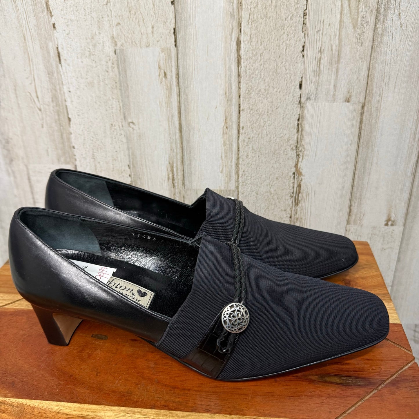 NWT Brighton Women's Quincy Block Heels Black Size 7.5 Braided Detail