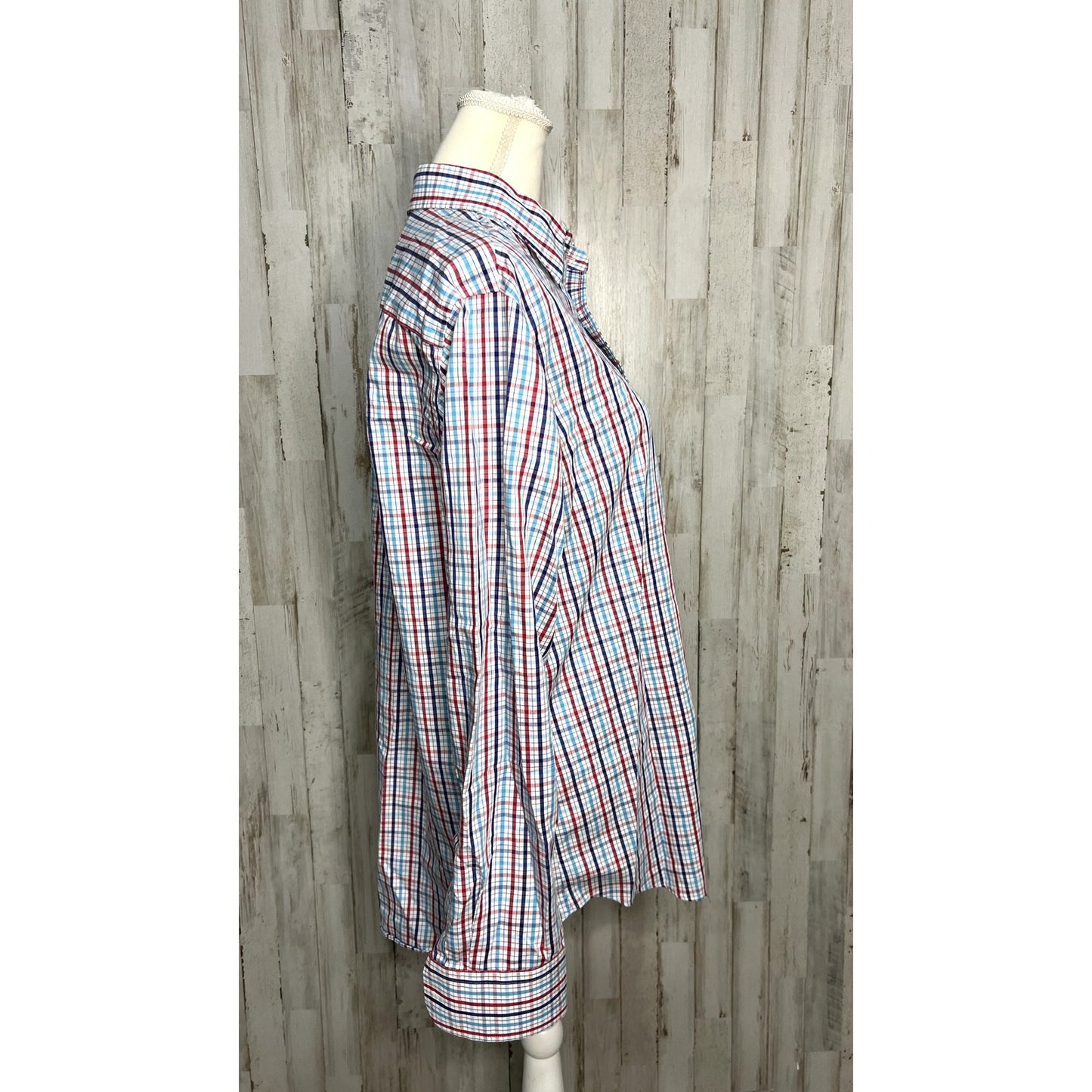 Banana Republic Men's Size Large 16-16.5 Slim Fit Multicolor Plaid Dress Shirt