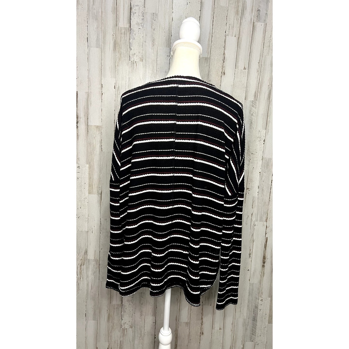 Out From Under Women's Size Medium Black Striped Buttoned Cardigan Sweater