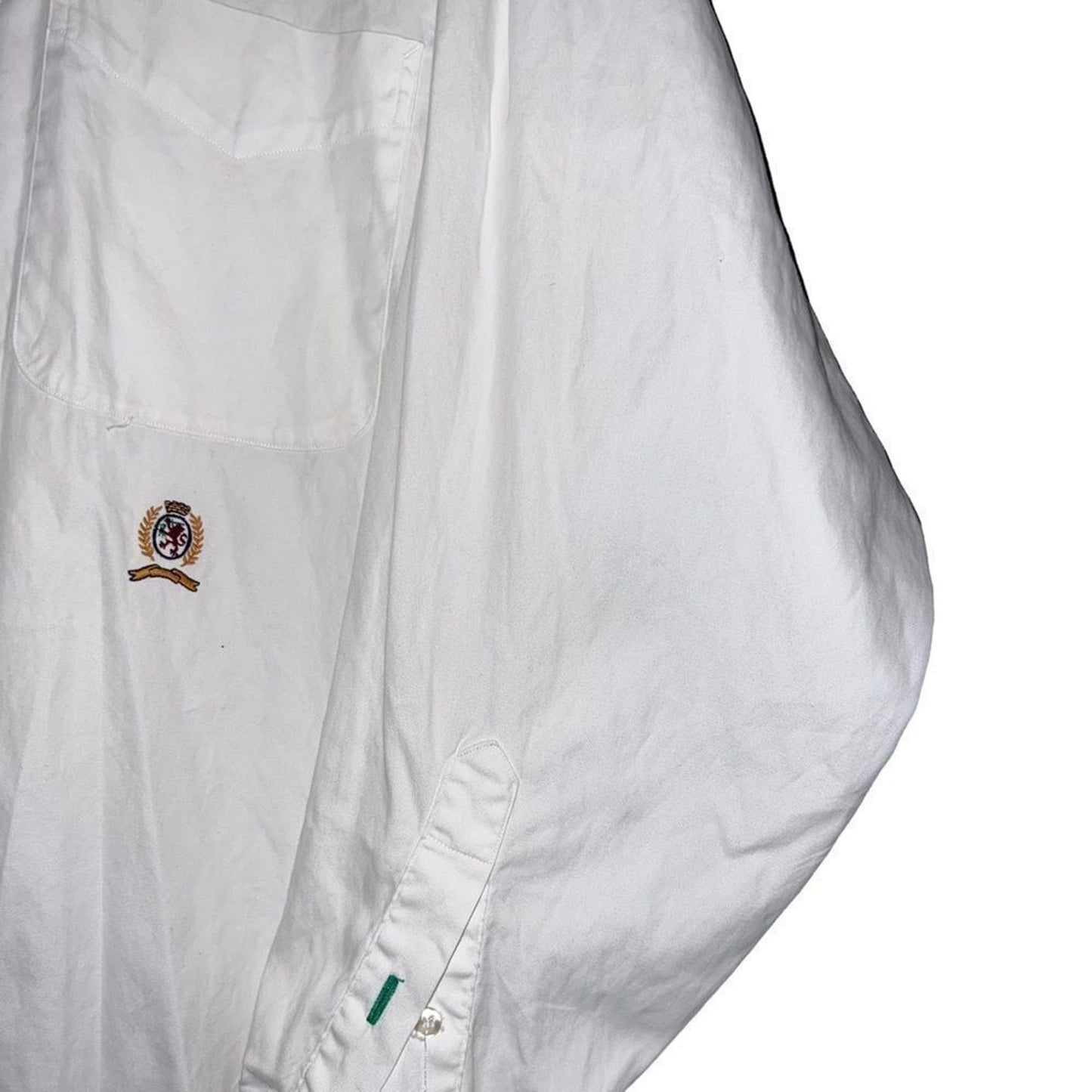 Tommy Hilfiger Dress Shirt Mens 15.5 32/33 White Button Front Crest Logo