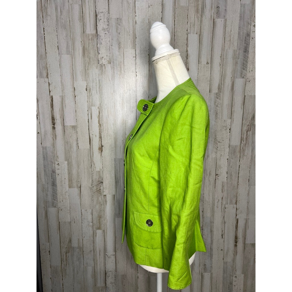 Alex Marie Women's Lime Green Jacket Silver Buttons Size 6 Casual