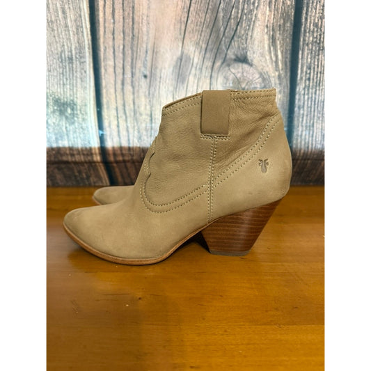 Frye Women's Brown Suede Ankle Booties Western Pointed Toe Casual