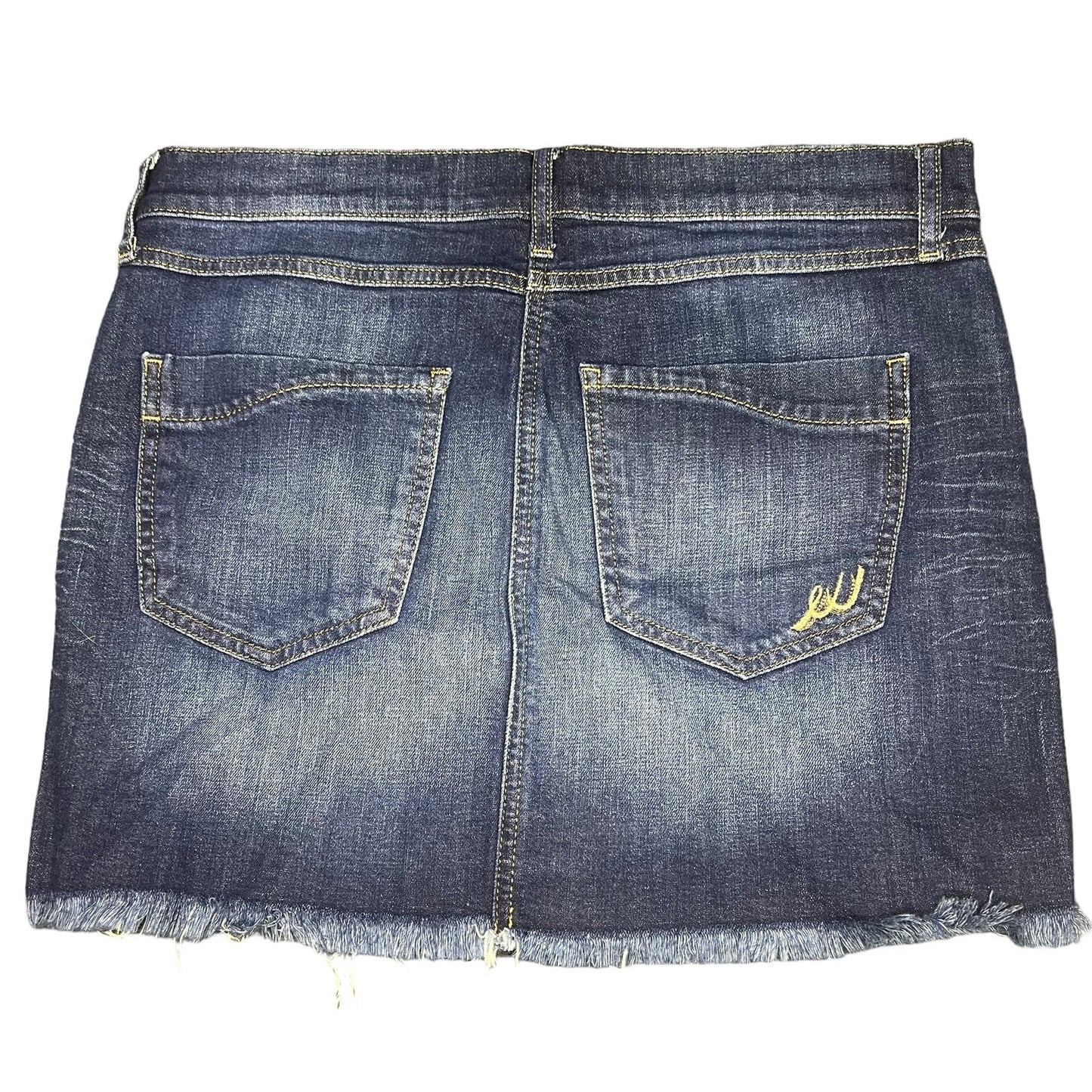 Express Jeans Women's 6 Blue Frayed Hem Low-Rise Denim Mini Skirt