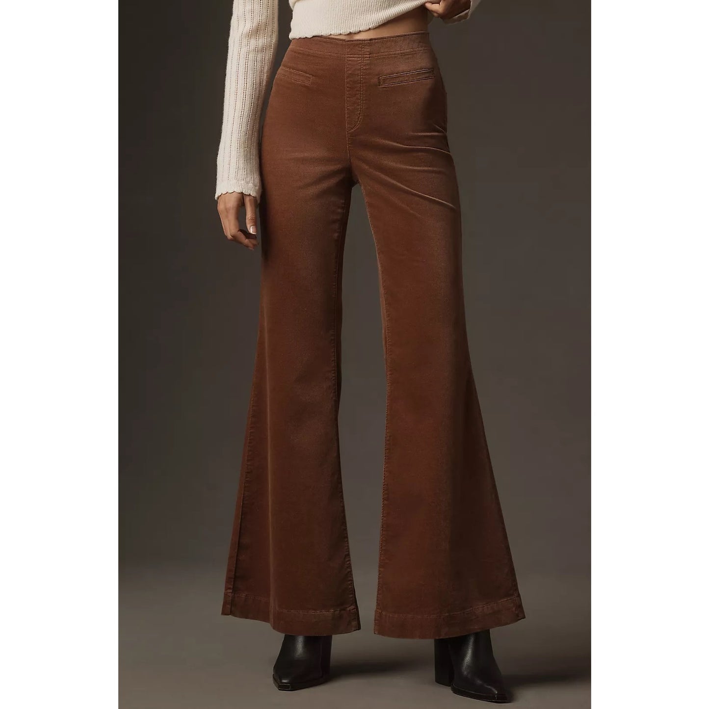 NWT Pilcro Brown Velvet Pull-On Mid-Rise Retro Flare Jeans Pants Women's Size 27