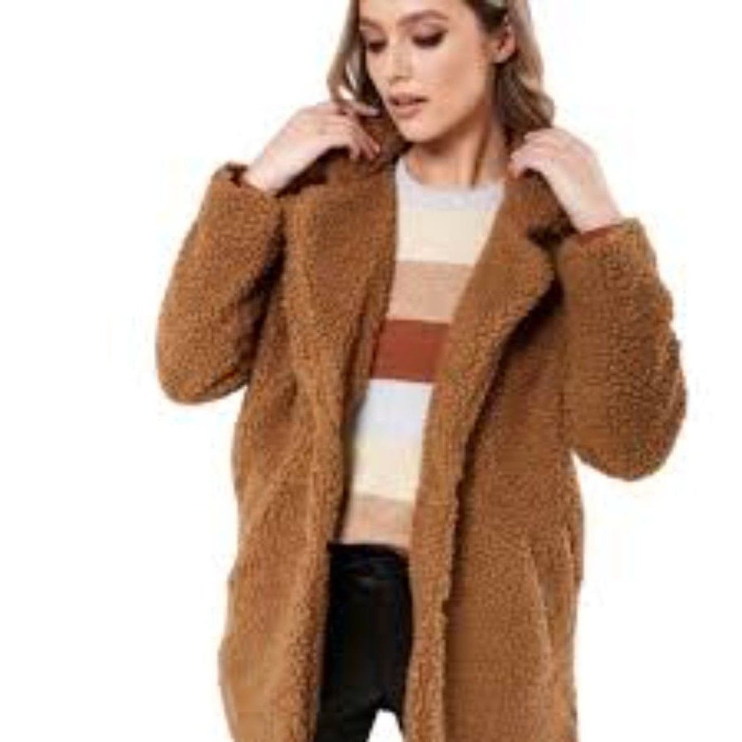 Altar'd State Brown Fuzzy Teddy Jacket XS