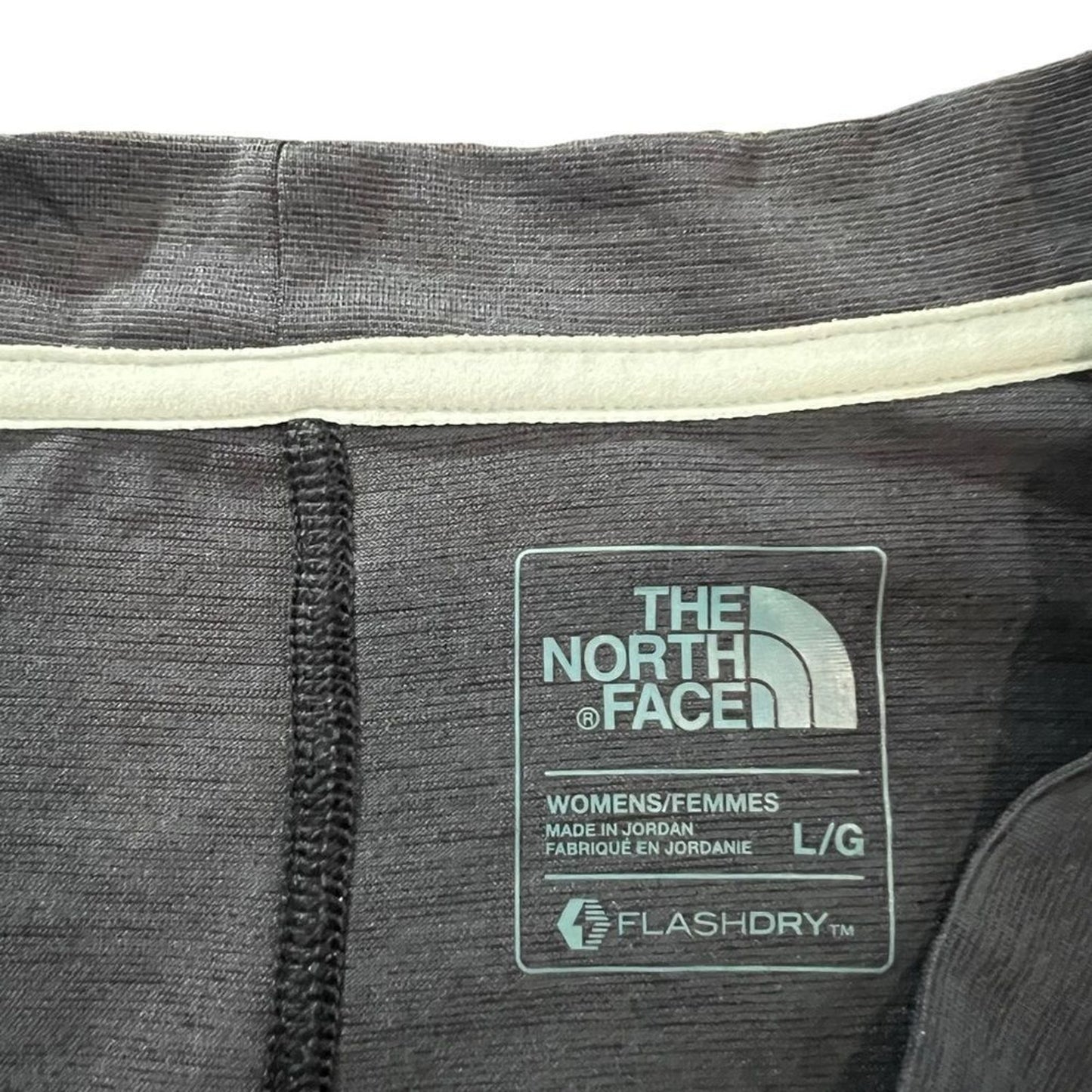 The North Face Womens V-Neck Short Sleeve Athletic T-Shirt Heather Gray Large
