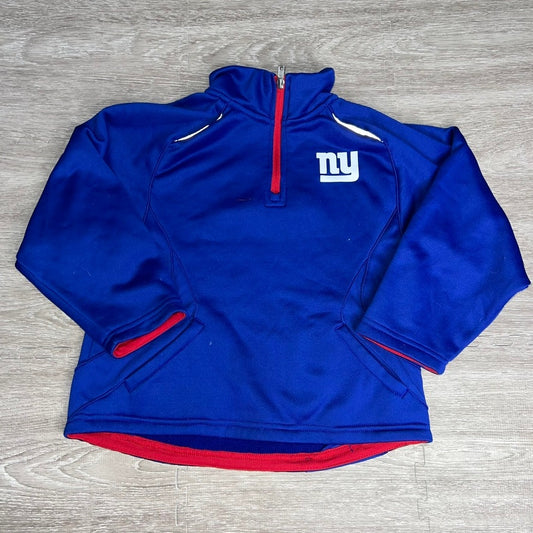 NFL New York Giants Kids 3/4 Zip Pullover Sweatshirt Blue Size Medium