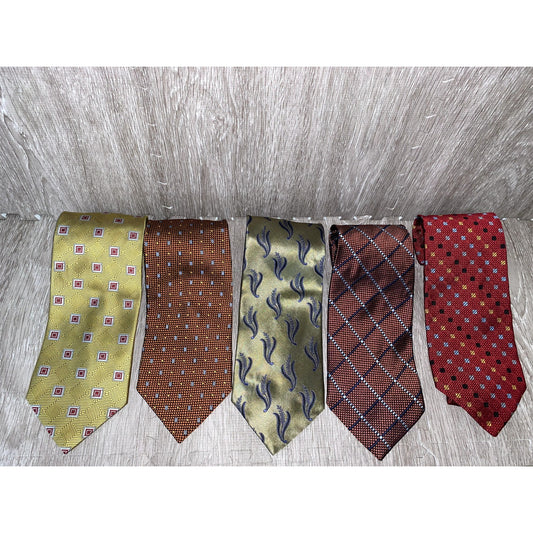 Jos. A. Bank Vintage Silk Necktie Set of 5 Multicolor Geometric Men's Ties