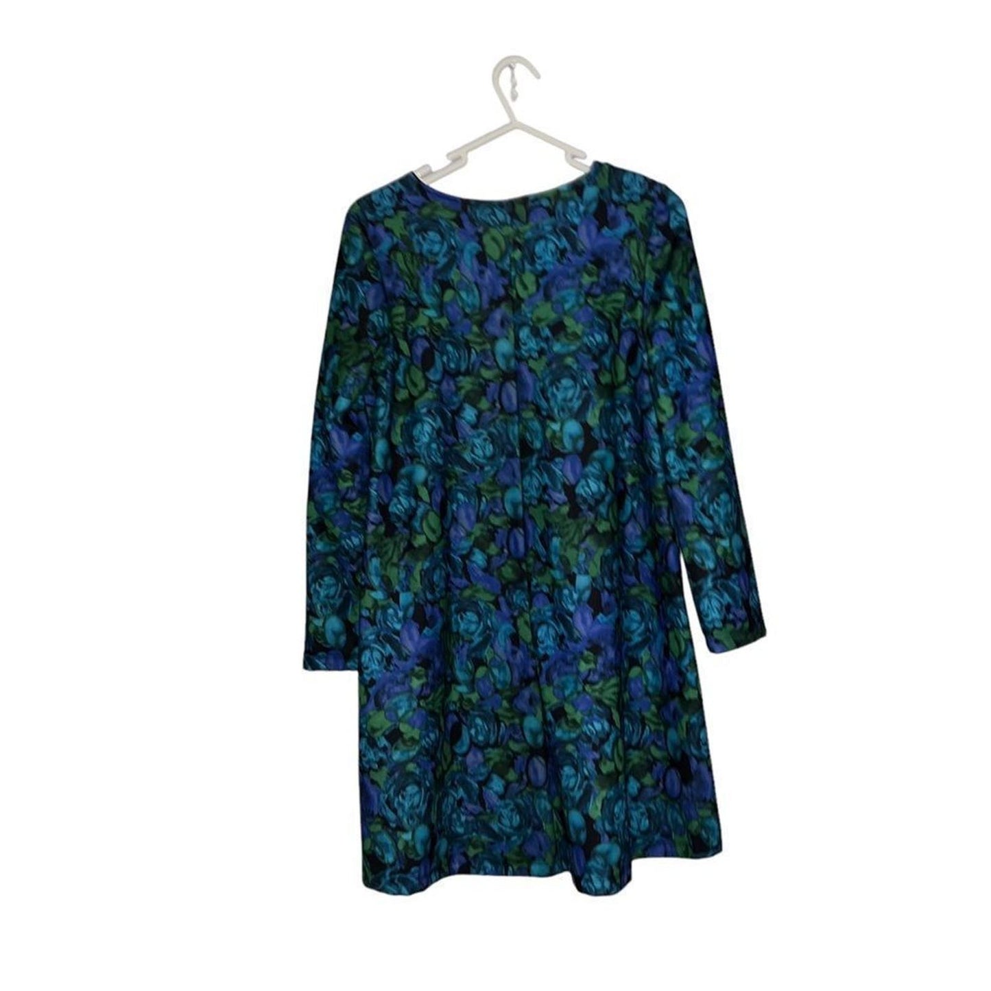 Zara Dress Retro 60’s Swing Jersey Shift Floral Blue Green