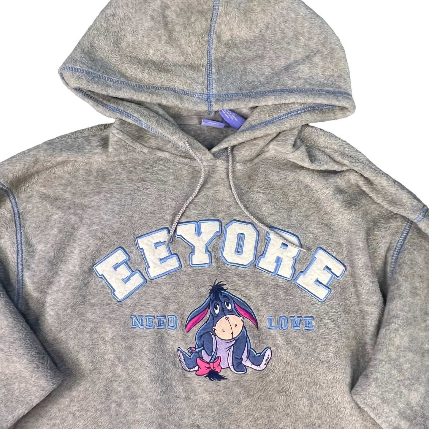 Vintage Women's Large Disney Embroidered Eeyore Gray Pullover Hoodie