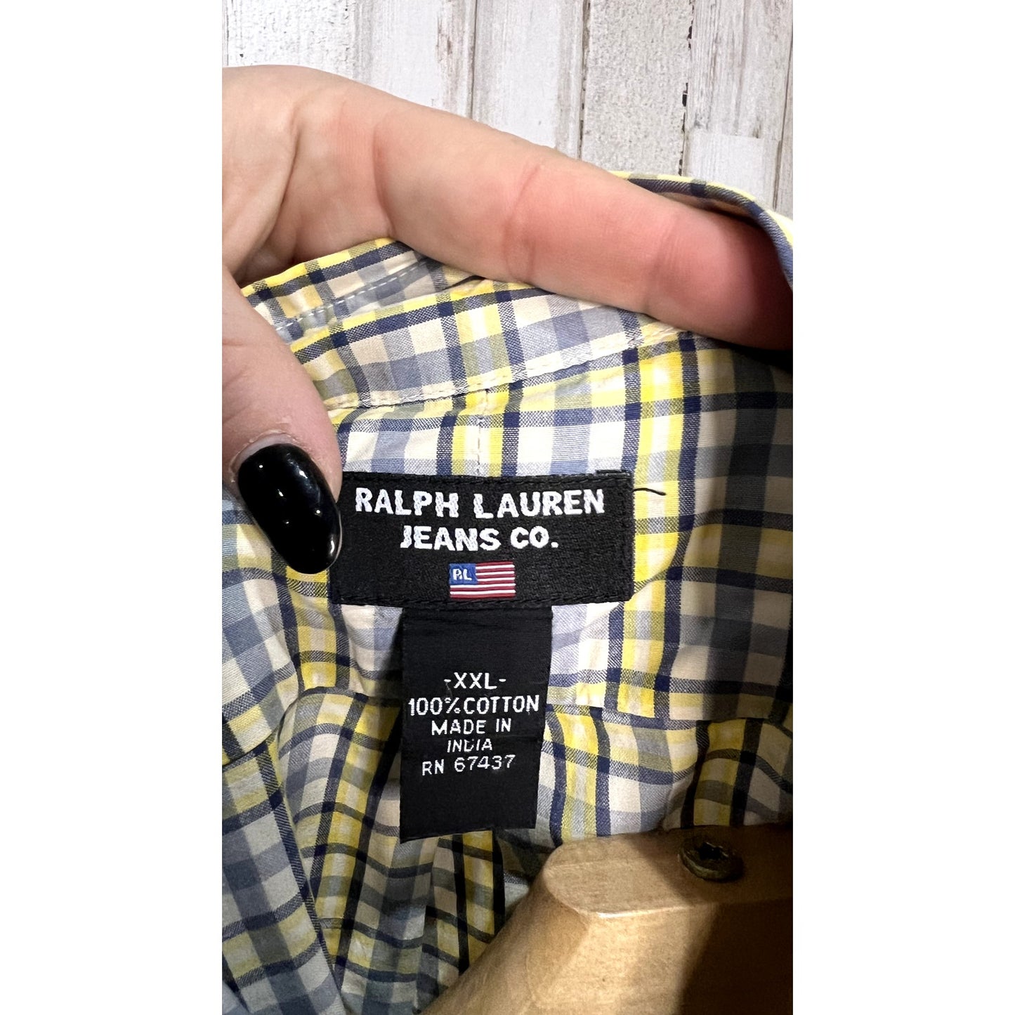 Ralph Lauren Men's XXL Yellow Plaid Short Sleeve Button-Up Shirt