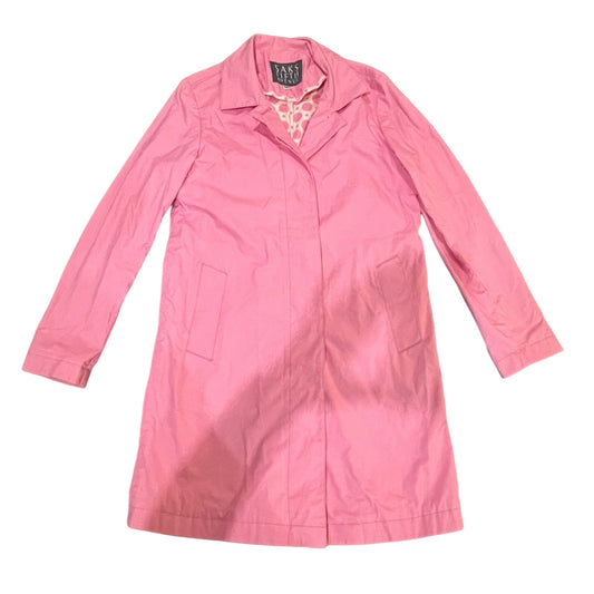 Saks Fifth Avenue Women's Medium Pink Cotton Trench Coat with Polka Dot Lining