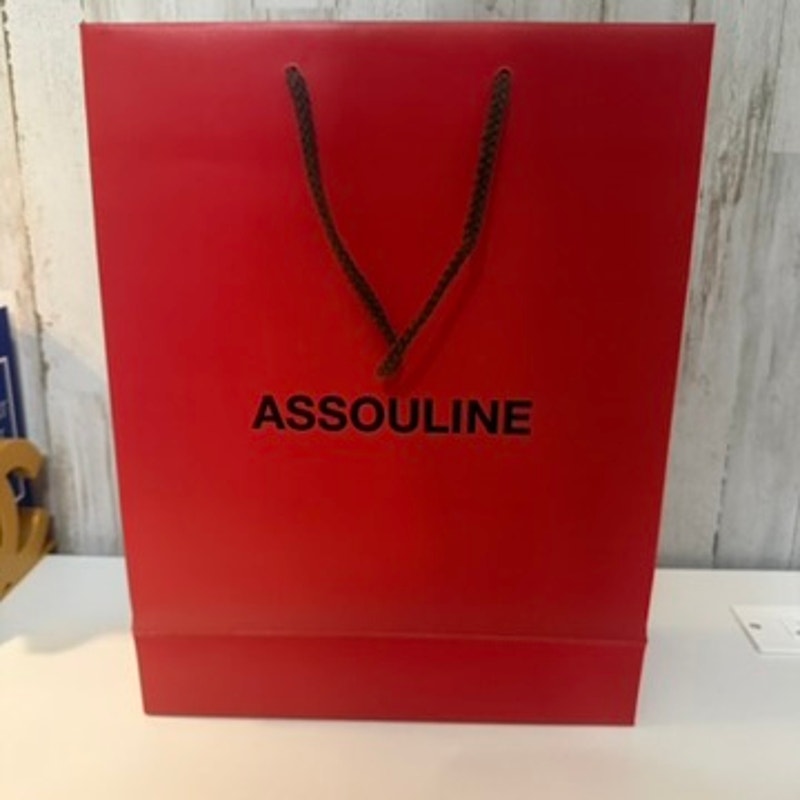 Assouline Luxury Shopping Gift Bag Red Rope Handles Black Interior 11x9