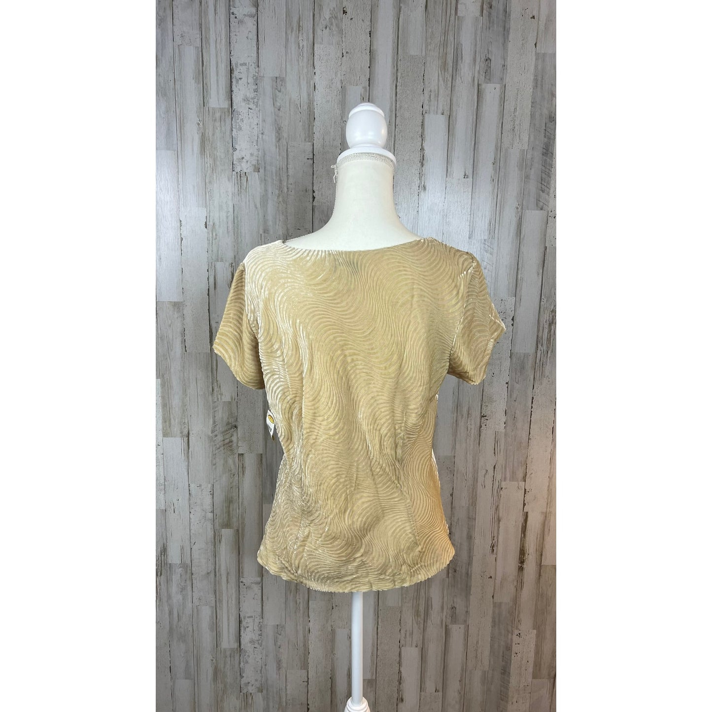 NWT Talbots Women's Size 12 Beige Textured Short Sleeve Silk Blend Blouse