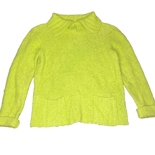 Vintage Talbots Women's Medium Lime Green Wool Blend Knit Pullover Sweater