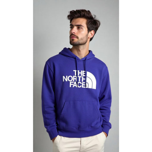 The North Face Men's Blue Pullover Hoodie Size Large Fleece-Lined