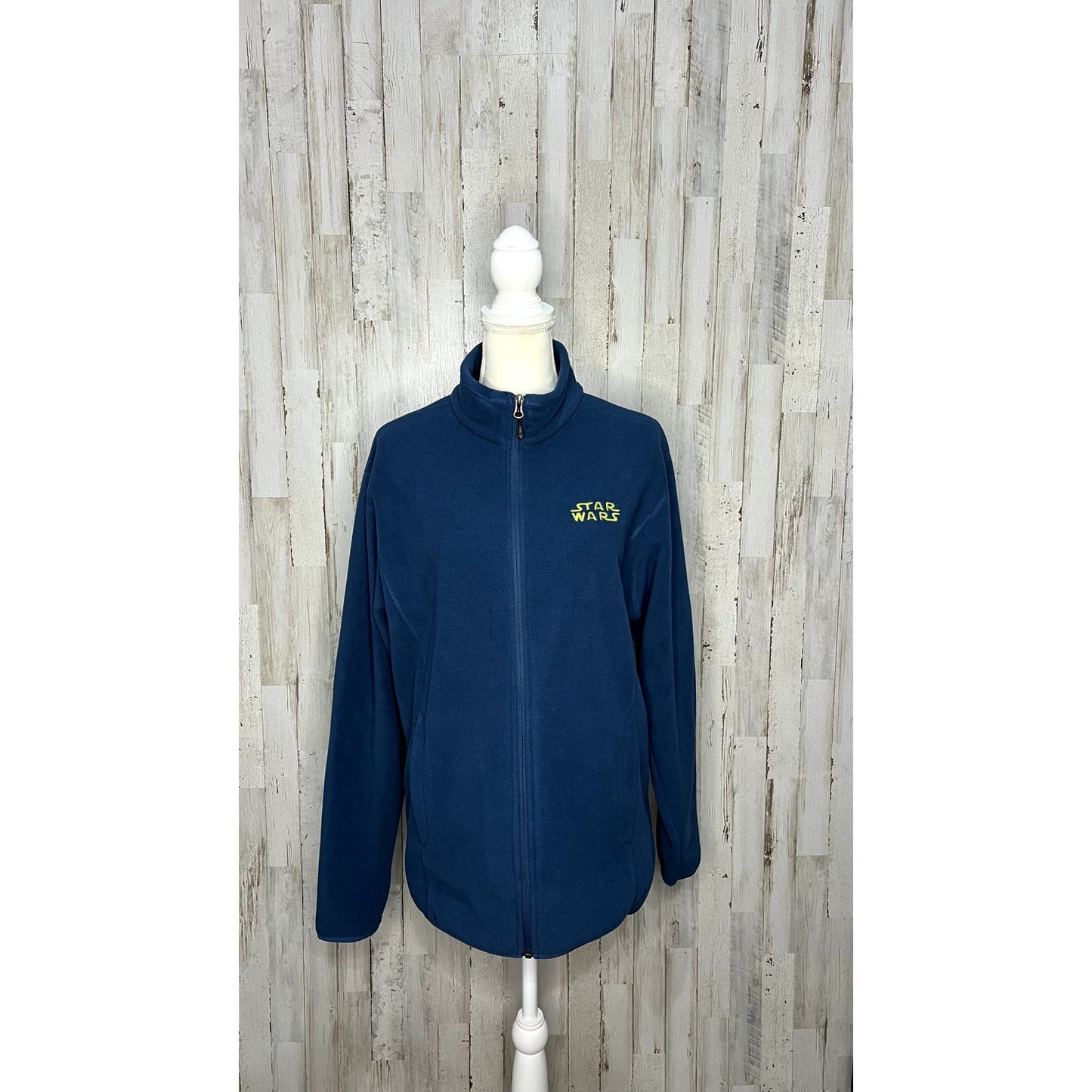 Amazon Essentials Men's Star Wars Fleece Jacket Blue Full-Zip Size Medium